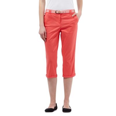 Maine New England Peach striped belted cropped chinos